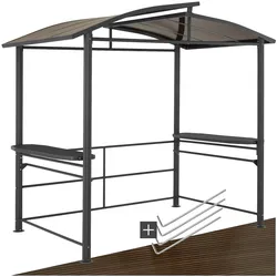 tectake® Grillpavillon, gute Luftzirkulation, mit 2 Gitterablagen und Aufhängestangen, 240 x 150 x 234 cm