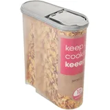 KEEEPER Schüttdose Jean für Trockenvorräte, Aufklappbarer Deckel, 2,6 l, Polypropylen, 21,5 x 9,5 x 24 cm, Nordic Grey