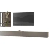 furn.design Wohnwand, Eiche, Grau, Holzwerkstoff, Nachbildung,Eiche, 304x170x30 cm, Wohnzimmer, Wohnwände, Wohnwand-Sets