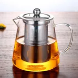 YUEMING Glas Teekanne Mikrowellenkanne mit Teesieb Herausnehmbarem Edelstahlsieb für Teekanne Hält 3-4 Becher lose blühenden oder blühenden Teefilter ideal zur Zubereitung von losen Tees, (550ml)