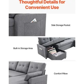Vevor Schlafcouch 6-Sitzer Grau