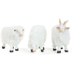 RIFFELMACHER & WEINBERGER Dekofigur Schafe mit Wolle 7cm - 78487, Weiß - Zubehör Weihnachtskrippe Modelleisenbahn Tiere Weihnachten (3 St) weiß