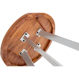 SAM Outillage SAM Esstisch, Braun, Holz, Echtholz,Akazie, Rund,Rund, eckig, 100x78x100 cm Akazienholz nussbaumfarben silber SOPHIA