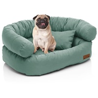 Juelle Mittelhundbett - Sofa für mittelgroße Hunde, Abnehmbarer Bezug, maschinenwaschbar, flauschiges Bett, Hundesessel Santi S-XXL (Größe: M - 80x60 cm, Dunkle Mint)
