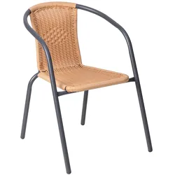 aro Armlehnstuhl stapelbar, Polyethylene, Rattan Optik, dunkelbraun/beige