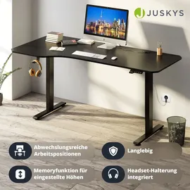 Juskys Höhenverstellbarer Schreibtisch Office Stand 160x75cm - elektrisch, Memory-Funktion - Schwarz
