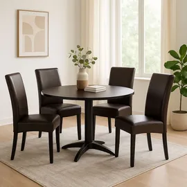 Mendler 2er-Set Esszimmerstuhl Stuhl Küchenstuhl Littau ~ Kunstleder, braun, dunkle Beine