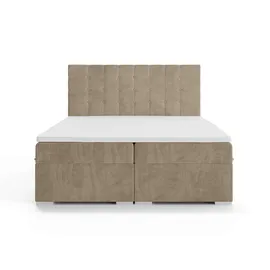 Home Affaire Bett Semla mit Matratze und Topper, in 3 Breiten (140, 160 und 180 cm), Boxspringbett mit Kopfteil, Bettkasten, Matratze (BFK/TFK) und Topper braun 142 cm x 209 cm x 119 cm