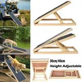 70cm Lang Hölzerne Hundetreppe Hunderampe für Auto Höhenverstellbar Hunderampe Für Auto Für Großen Hund Haustier Rampe, Anti-rutsch