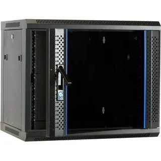 DSIT 9HE Netzwerkschrank Serverschrank, Wandgehäuse, mit Glastür (BxTxH) 600 x 450 x 500mm - Schwarz - Traglast 60 kg