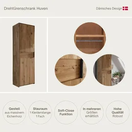 Home Affaire Drehtürenschrank Huven 206 x 218 x 65 cm Beige/Braun