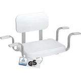 Weinberger Badewannensitz mit Rückenlehne | Sitzbrett | Belastbar bis 150 kg | Anti-Rutsch | Wannenbreite 52-64 cm | Moderne Badezimmerhilfe für Senioren | Modell 48538 | Weiß