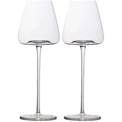 Intirilife 2x Wein Glas mit modernem Design - 500 ml Füllmenge - Weißwein Rotwein Glas Kelch Spülmaschinenfest Kristallglas stoßfest
