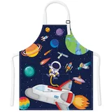 Winsation Space Kinderschürze mit Tasche, verstellbare Kleinkindschürze zum Kochen, Backen, Malen, Gartenarbeit, für Kinder im Alter von 2–5 Jahren, Weltall, 2-5Y - 2-5Y