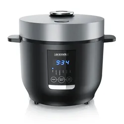 Arendo Reiskocher Digital, 350 Watt, 2L, 5 Kochprogramme, Timer, Warmhaltefunktion, BPA-frei, inkl. Messbecher & Reislöffel, Schwarz/Silber