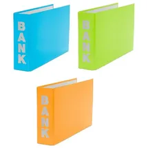 Livepac Office 3x Bankordner / 140x250mm / für Kontoauszüge / je 1x hellgrün, hellblau, orange