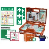HM Arbeitsmedizin Erste-Hilfe-Koffer Quick -Komplettpaket- mit "Notfallbeatmungshilfe" für Betriebe - aktuelle DIN/EN 13157 + DIN 13164 - inkl. 1.Hilfe Aufkleber & Aushang