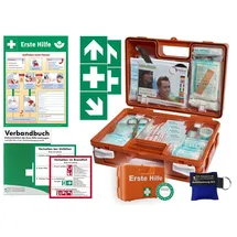 HM Arbeitsmedizin Erste-Hilfe-Koffer Quick -Komplettpaket- mit "Notfallbeatmungshilfe" für Betriebe - aktuelle DIN/EN 13157 + DIN 13164 - inkl. 1.Hilfe Aufkleber & Aushang