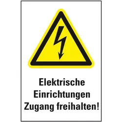 Schild I Warn-Kombischild Elektrische Einrichtungen Zugang, Kunststoff, 300x400mm, ASR A1.3, DIN EN ISO 7010 W012