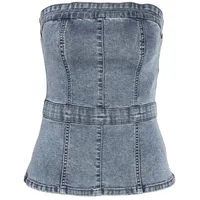 Noisy may Shirttop schulterfrei Slim Fit ärmellos Denim NMMIRA SLIM DENIM TOP VI499MB blau|schwarz S (36)