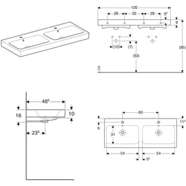 Geberit iCon Doppelwaschtisch 120 x 48,5 cm (124120000)