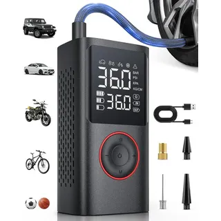 SpionProfi Akku-Luftpumpe Elektrische Luftpumpe Kabellos 150PSI mit LED-Licht & Auto-Stopp (1-tlg), Geeignet für Auto, Fahrrad, E-Bike, Motorrad, Bälle uvm.