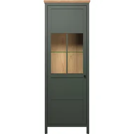 trendteam Vitrine Stanton 69 x 39 x 198 cm Tannengrün/Eiche