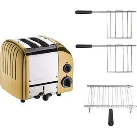 Dualit 2er Toaster Paket 3 mit Brötchenaufsatz und Sandwichzangen Gold