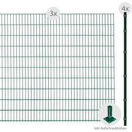Arvotec Doppelstabmattenzaun "ESSENTIAL 203 zum Aufschrauben" Zaunelemente Zaunhöhe 203 cm, Zaunlänge 2 - 60 m Gr. H/L: 203 cm x 6 m H/L: 203 cm, grün (dunkelgrün) Zaunelemente