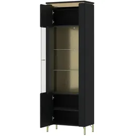 Quartier Vitrine Norica 66,5 x 202,1 x 40 cm Schwarz/Gold