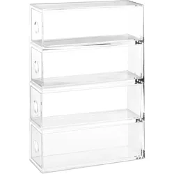 Relaxdays Make Up Organizer Acryl, 4 Schubladenboxen, hochkant & quer, Sortierkasten, HBT: 25x17,5x6,5 cm, transparent