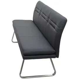 Mendler Esszimmer-Set HWC-H70, Esszimmergruppe Sitzgruppe Esszimmergarnitur, Stoff/Textil Edelstahl gebürstet ~ dunkelgrau 160cm