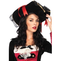 Leg Avenue 2098 - Piraten Hut, schwarz, Einheitsgröße, Damen Karneval Kostüm Fasching