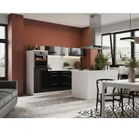 Respekta Premium Inselküche RP280IWSCBO  (Breite: 280 cm, Schwarz, Mit Elektrogeräten)