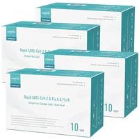 EUROPAPA 40x Corona Laientest Schnelltest und Grippe Test auf Covid-19 und Influenza A/B, Antigentest Selbsttest SARS-CoV-2 Flu A Flu B 3in1 Combo Rapid Test Cassette, für Zuhause, Einzelverpackt