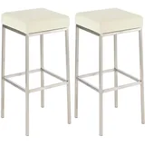 CLP 2er Set Barhocker Montreal Kunstlederbezug edelstahl/creme