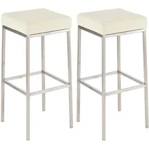 CLP 2er Set Barhocker Montreal Kunstlederbezug edelstahl/creme