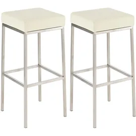 CLP 2er Set Barhocker Montreal Kunstlederbezug edelstahl/creme