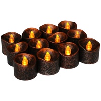 Housoutil 4 Stück braune Kerzen LED teelichter kerzen elektrische Kerze Kerzenlampen glitzerndes Kerzenlicht geführte Teelichter flackerndes Kerzenlicht geführtes Teelicht scheinen