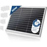 Solarpanel Monokristallin - 3er, 50 W, 18 V für 12 V Batterien, Photovoltaik, Ladekabel, Silizium - Solarzelle, Solaranlage für Wohnwagen, Campin...