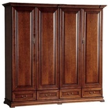 Casa Padrino Kleiderschrank Luxus Schlafzimmerschrank Braun 212,6 x 60,5 x H. 207,9 cm - Massivholz Kleiderschrank mit 4 Türen und 4 Schubladen - Luxus Massivholz Schlafzimmer Möbel