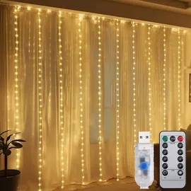 salcar Lichtervorhang LED 3 m Warmweiß