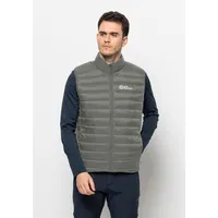 Daunenweste JACK WOLFSKIN "PACK & GO DOWN VEST M", Herren, Gr. L (52), grün (gecko, grün), OBERSTOFF 100% POLYESTER FUTTER 100% POLYESTER FÜLLUNG 90% ENTENDAUNEN, 10% FEDER, (DE), Westen