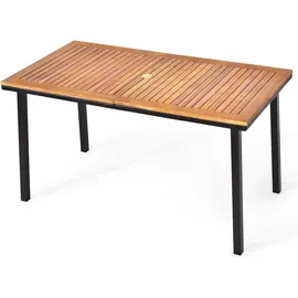 Costway Gartentisch 140 x 75 x 76 cm Braun/Schwarz
