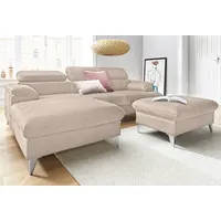 Cotta Polstergarnitur »Caluso«, (2 tlg.), Set: bestehend aus Ecksofa, Hocker, Ecksofa inkl. Kopfteilverstellung beige