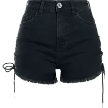 URBAN CLASSICS Ladies Highwaist Denim Lace Up Shorts (TB2001-00709-0005) black washed