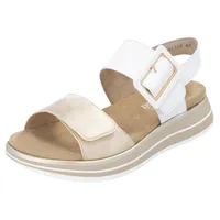 REMONTE Damen Riemchensandalen D1J53, Frauen Sandalen,lose Einlage,Freizeitschuhe,offene Schuhe,Strandschuhe,Riemen,Riemchen,Weiss Kombi