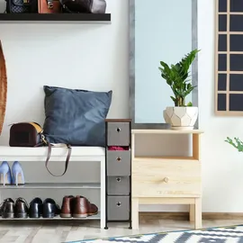 Relaxdays Nischenregal, 4 Schubladen Braun,Grau,Schwarz