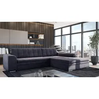 Fun Möbel Ecksofa Sofa SARRA mit Schlaffunktion Stoff Fresh Schwarz Ottomane Rechts