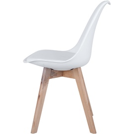 ETC Shop etc-shop Esszimmerstühle Eiche weiß Schalenstühle 4er Set Küchenstühle Holz, Kunststoff, PP Sitzpolster, PU Leder, BxTxH 48x42x82 cm, 4er Set